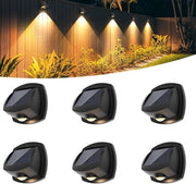 Illuminazione Solare per Esterni IP65 - Lampade Solari per Recinzione, Terrazza e Scale - LED a Doppia Colorazione con 3 Impostazioni di Luminosità - Lampada da Parete per Veranda, Giardino e Decorazione Esterna - 6 pezzi