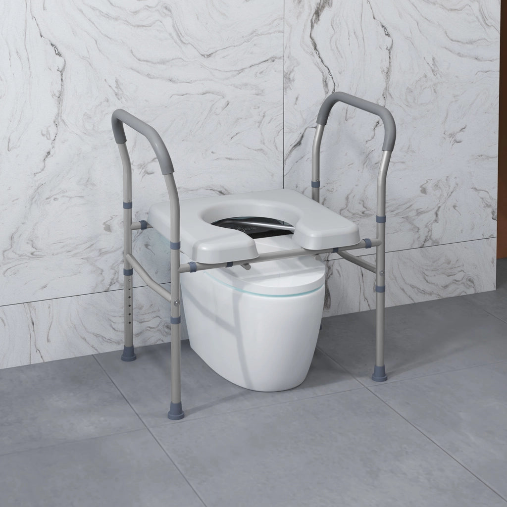 Sedia WC in alluminio regolabile con cuscinetti antiscivolo ¨C zephmum ¨C Grigio
