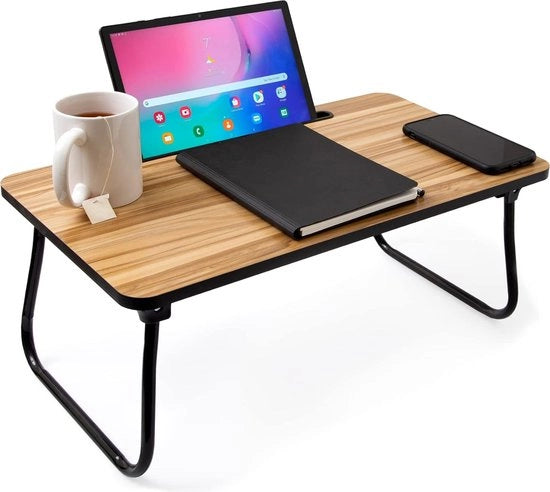 Tavolo da letto multifunzionale, ripiegabile, con superficie in legno per laptop, facile da pulire, tavolo per camera da letto, divano e pavimento