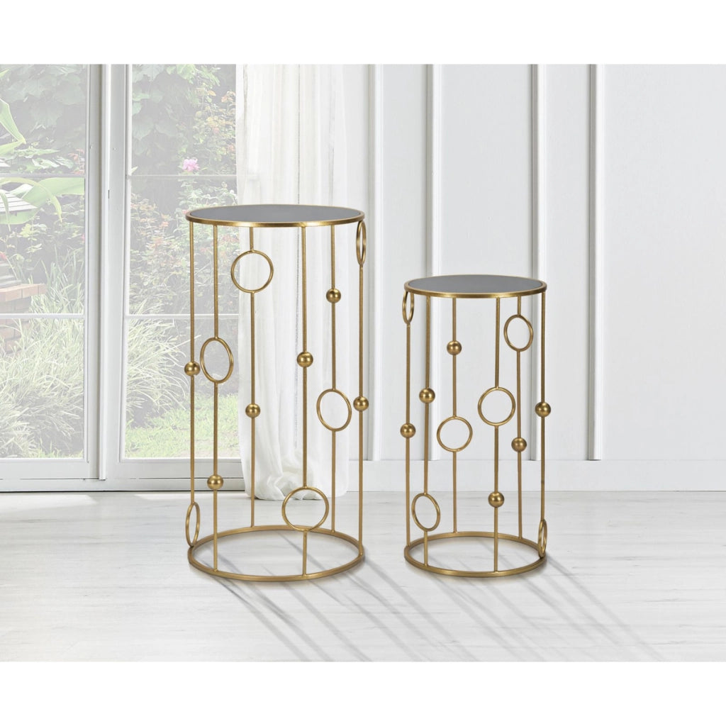 Set di Tavolini Cerchi 35, Oro, Metallo, 50x50x100 cm