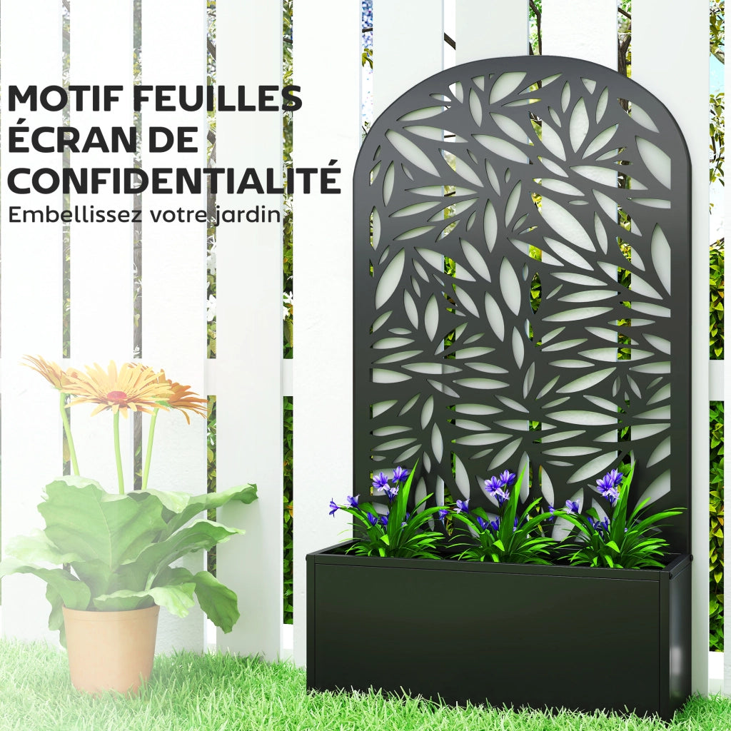 Fioriera da muro con griglia in metallo ¨C zephmum ¨C 61x23x113 cm nera