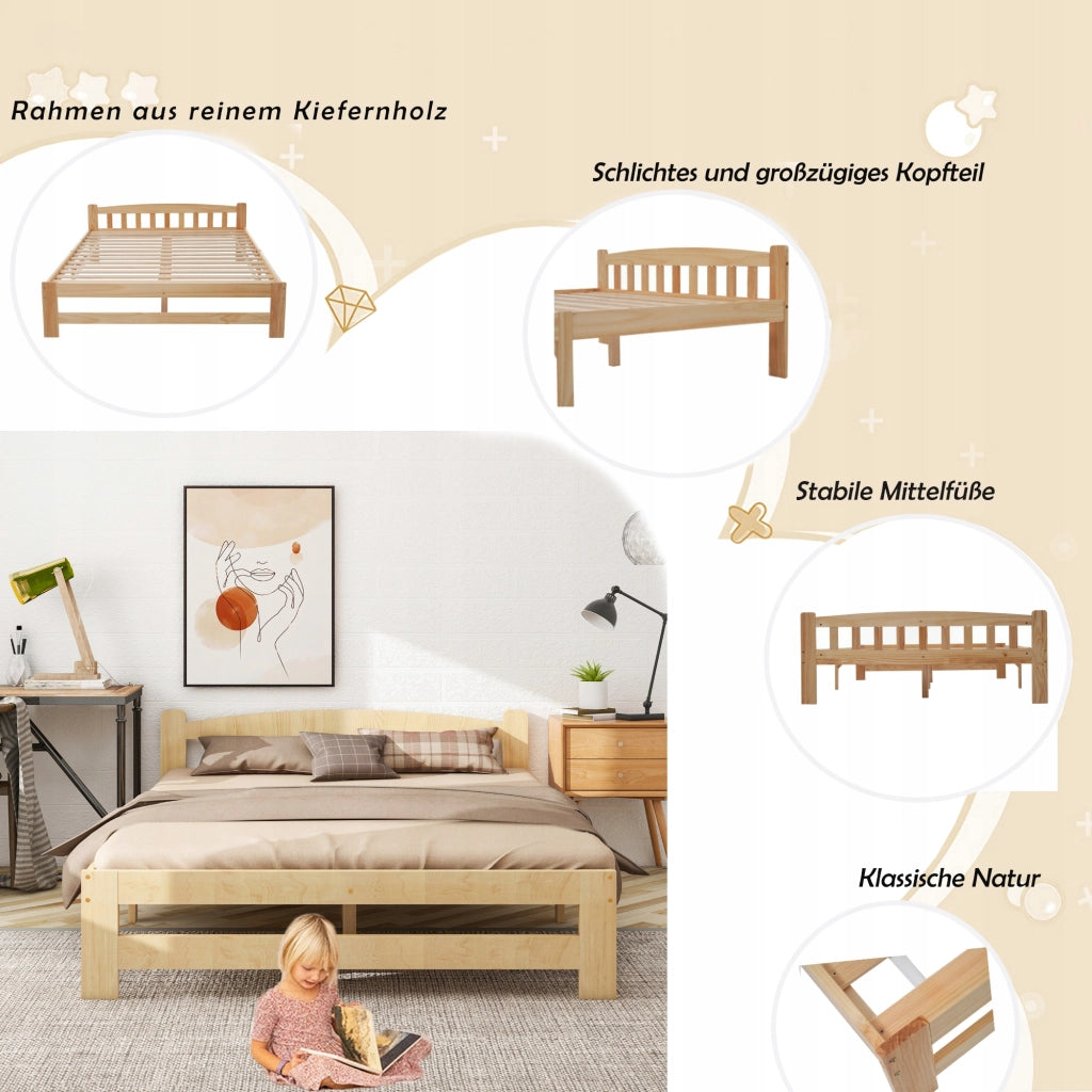 Letto Futon Doppio - Xylo - 140x200 - Legno, Senza Materasso