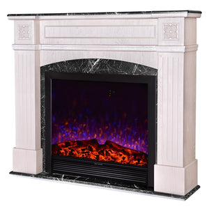 Camino Elettrico da Pavimento 136,5x157x32 cm Effetto Fiamma 1500W Josefina maxi & Maximus Ivory/dark gray