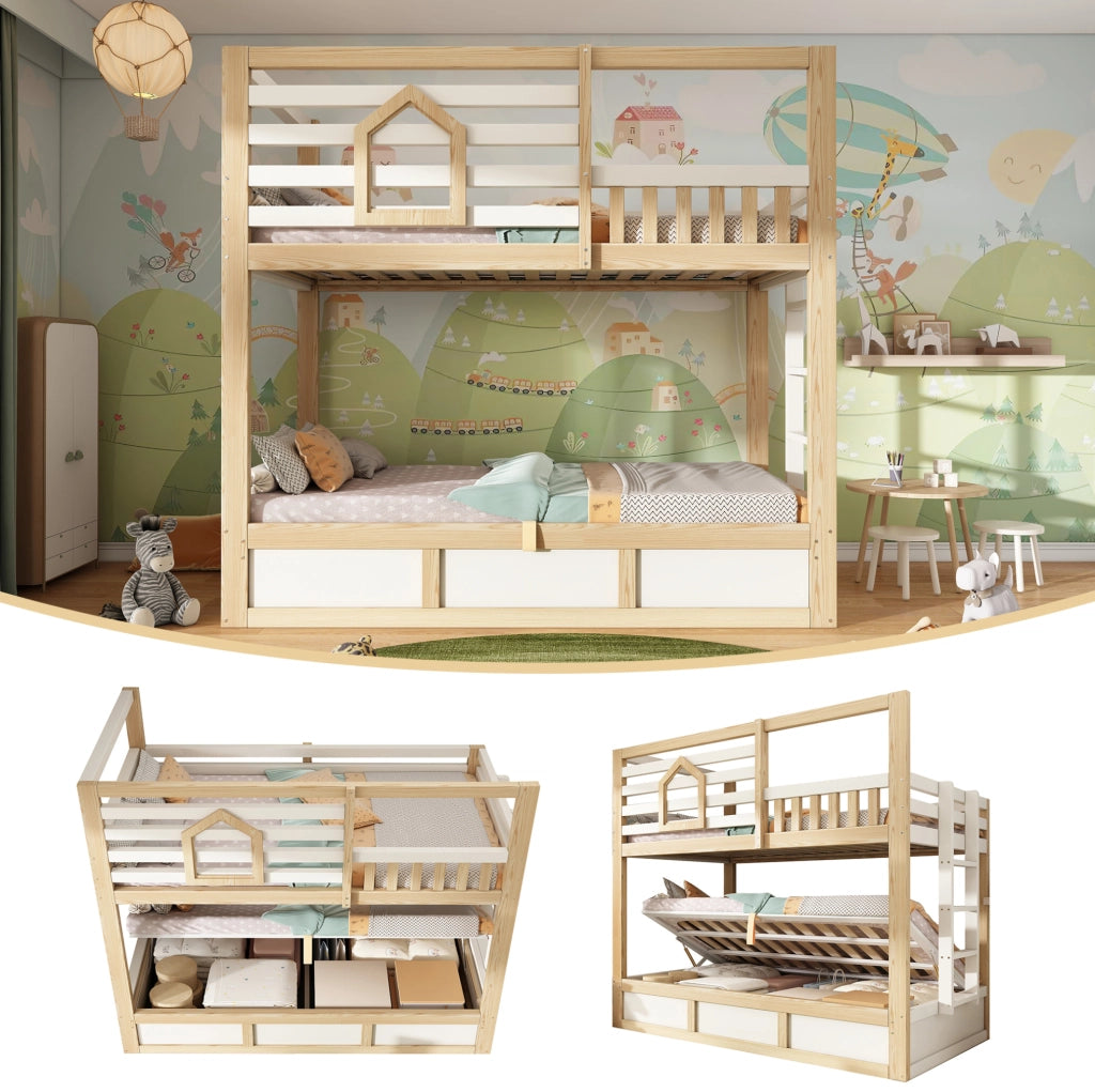 Letto a castello per bambini 90x200 cm con vano idraulico