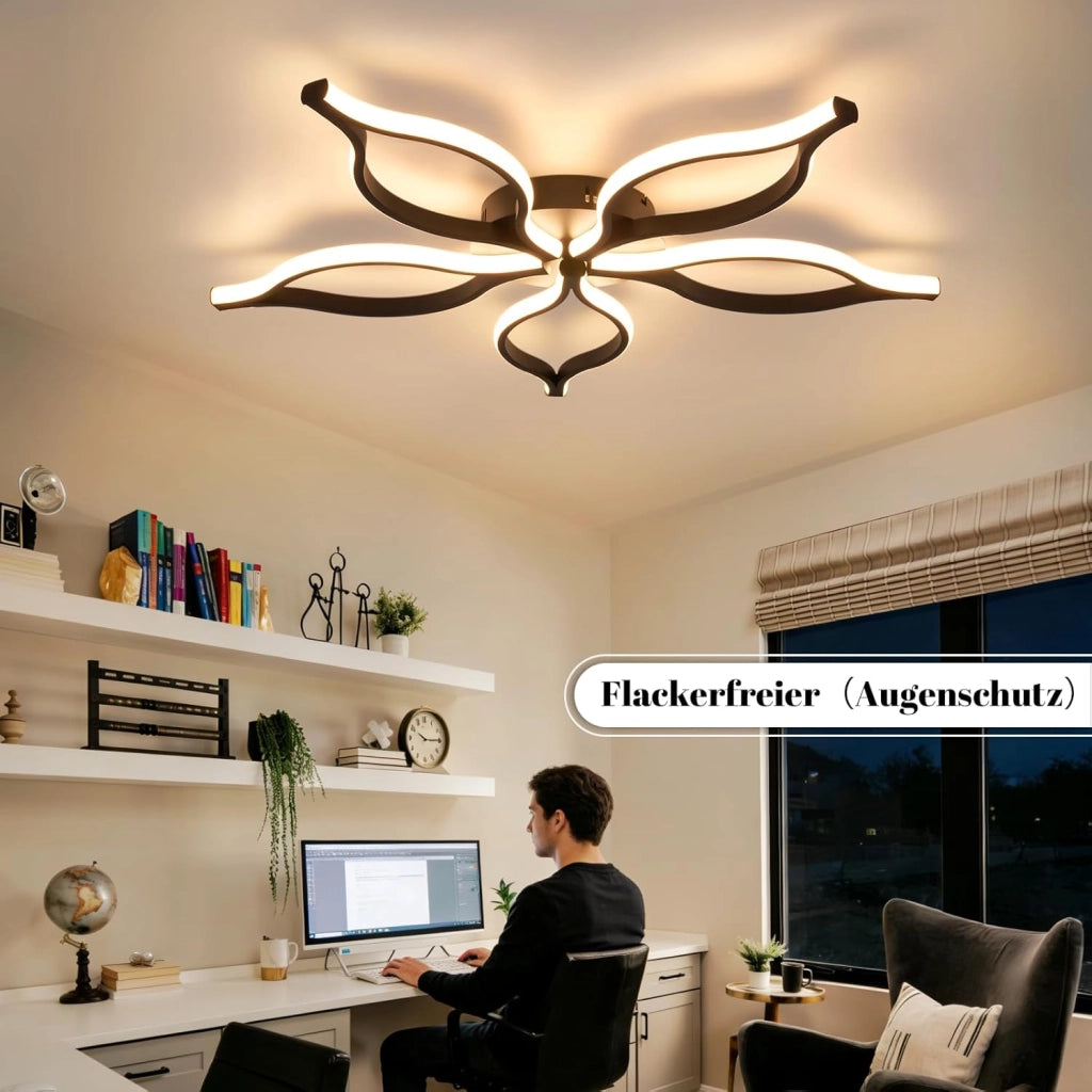 ZMH Plafoniera LED Nera 80 cm 75W Moderna per Soggiorno con Telecomando e Regolazione Luminosità per Camera da Letto