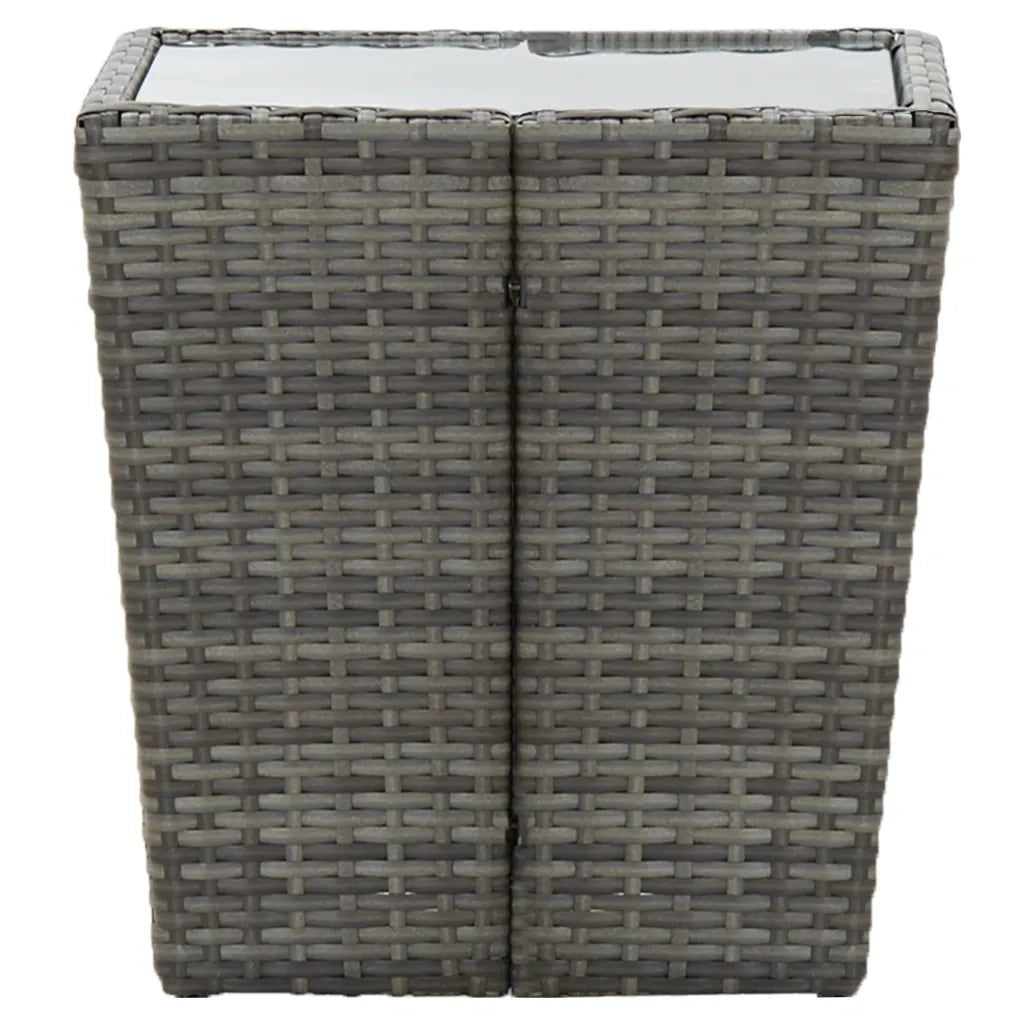 Tavolino da Giardino | Tavolino Grigio 41,5x41,5x43 cm in Polyrattan e Vetro Temperato