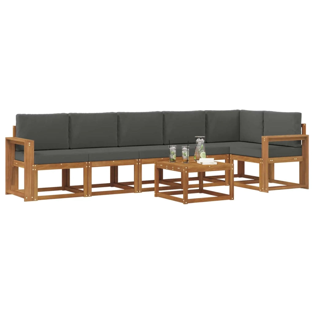 Set di divani da esterno con cuscino 7 pcs Naturale e Antracite