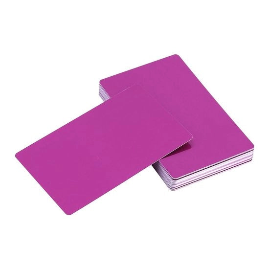 Visitekaartigli in Alluminio 50 pezzi - Lega di Alluminio - Qualità Elevata - Resistente/Duraturo - Non Tossico - Dimensioni 86 x 54 x 0,22 mm - Visitekaartigli in Metallo