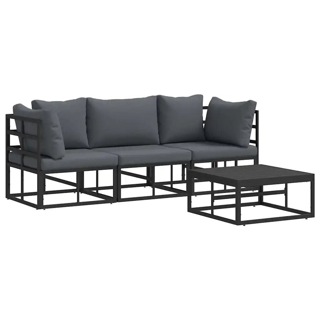 Set Divano da Giardino 4 pcs Nero Metallo 3378841