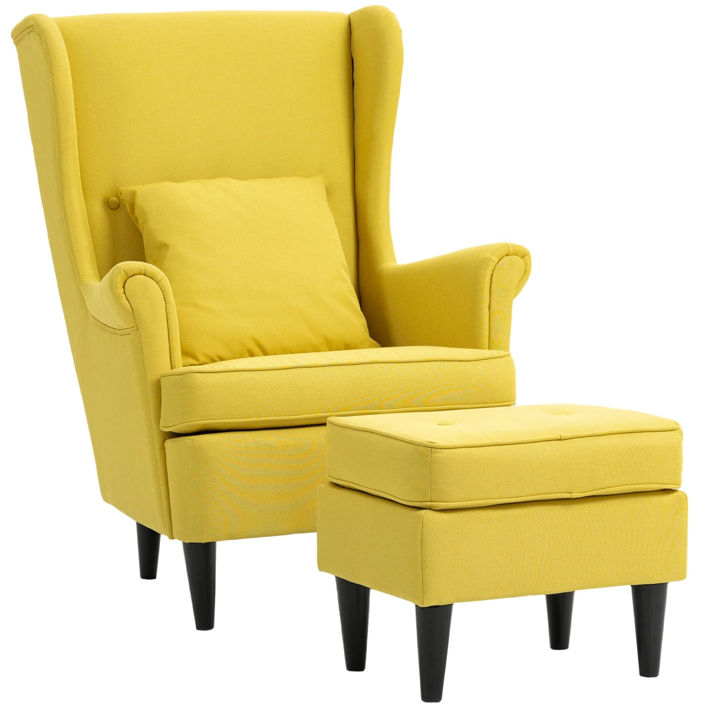 Poltrona con poggiapiedi ¨C zephmum ¨C tessuto giallo
