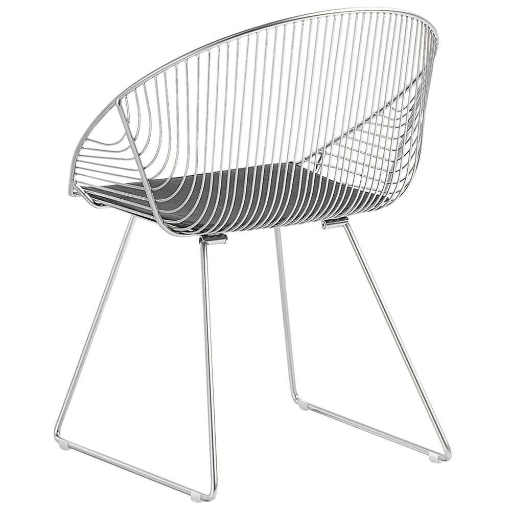 Set di 2 sedie da pranzo Struttura in metallo argento Seduta in ecopelle nera Design industriale moderno