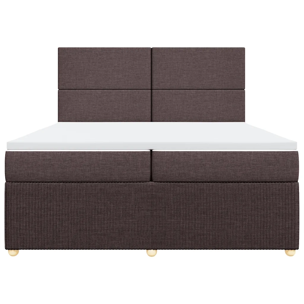 Giroletto a Molle con Materasso Marrone Scuro 200x200cm Tessuto
