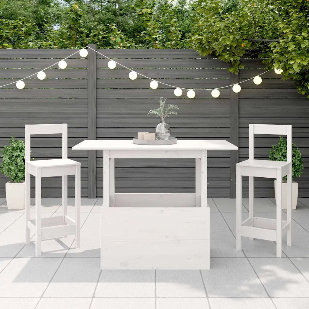 Tavolo da Giardino Bianco 100x50x75cm in Legno Massello di Pino 844909