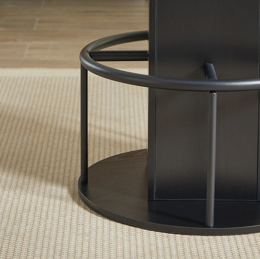 Set tavolo da bar rotondo con 2 sgabelli nero Ø 80 cm