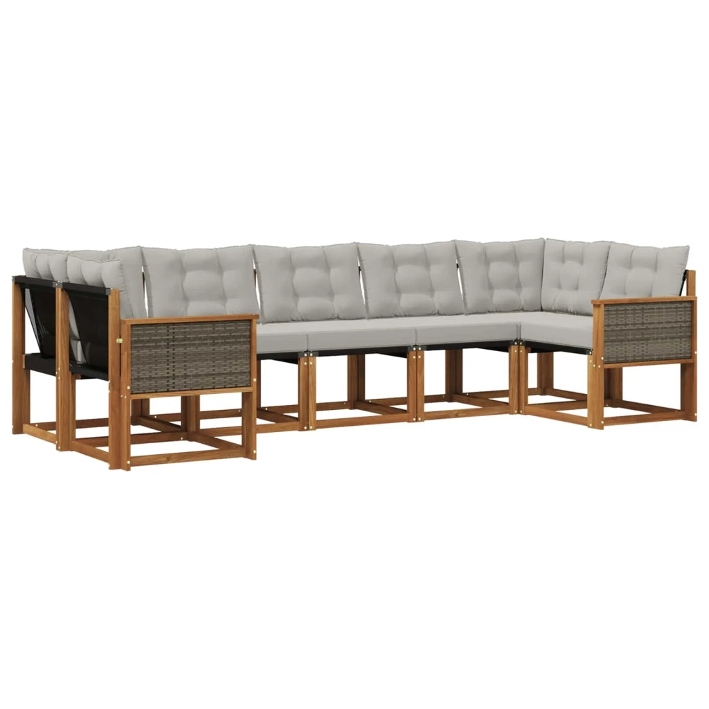 Set di divani da esterno 7 pz Naturale e Grigio chiaro 3382187