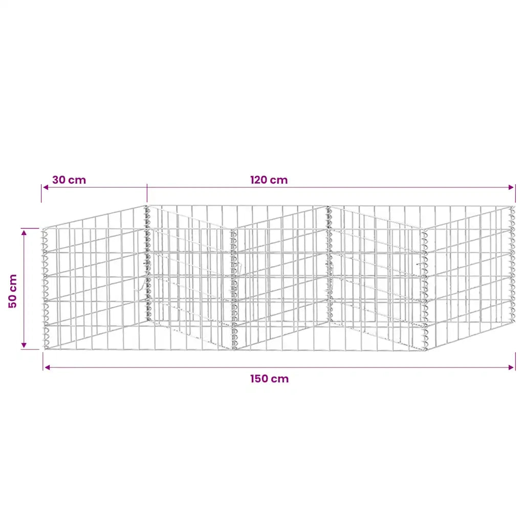 Gabbione in Rete in Acciaio Zincato 120x30x50 cm 142540