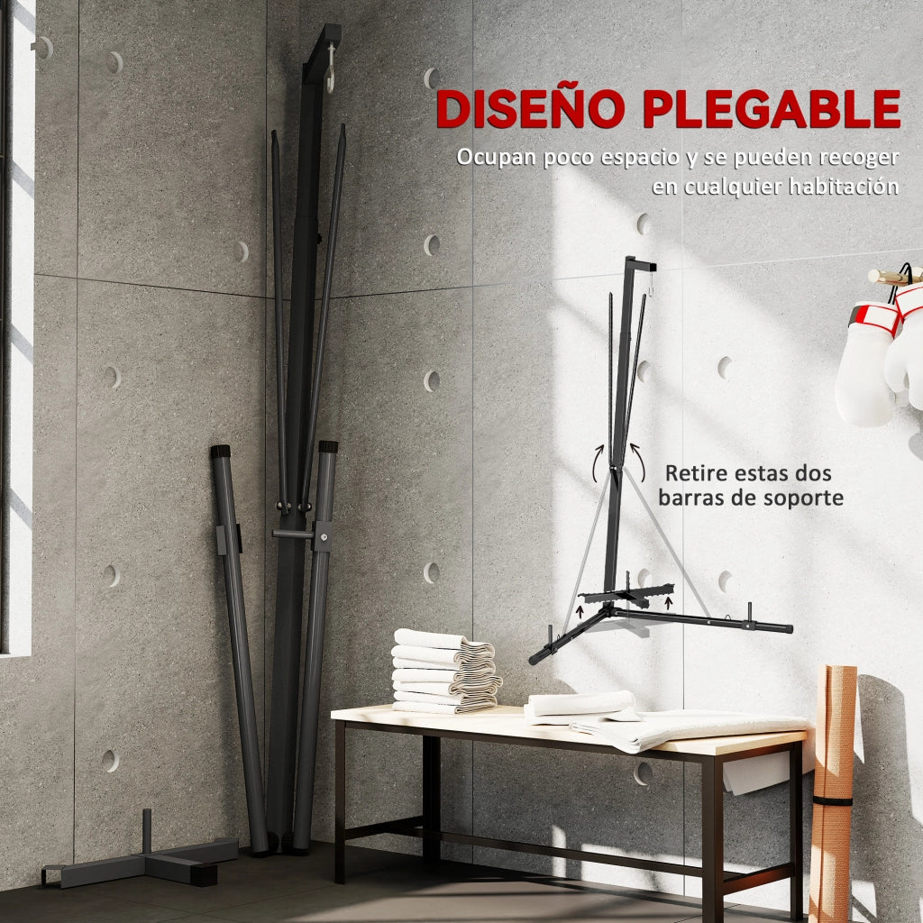 Sostegno per Sacco da Boxe Pieghevole Regolabile in Altezza ¨C zephmum ¨C Nero 170x90x182-225 cm