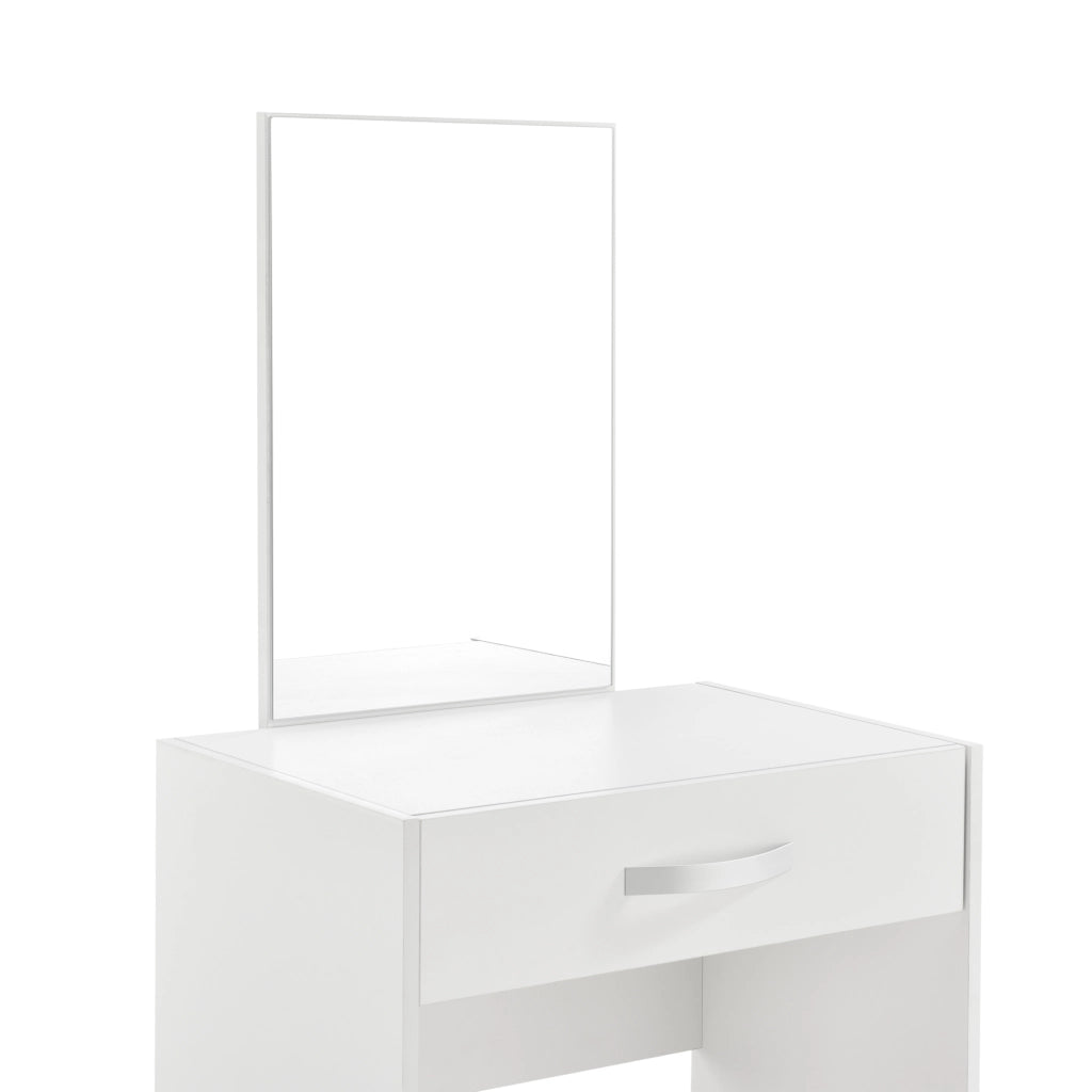 Tavolo da Trucco Reykjavik con Specchio Cassetto e Sgabello - Bianco [en.casa]