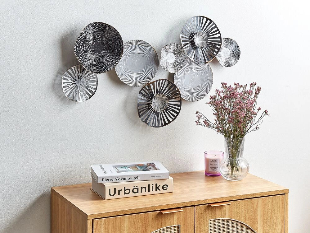 Decorazione da parete moderna da parete in ferro nero e grigio fatta a mano 78 x 49 cm accessorio industriale moderno