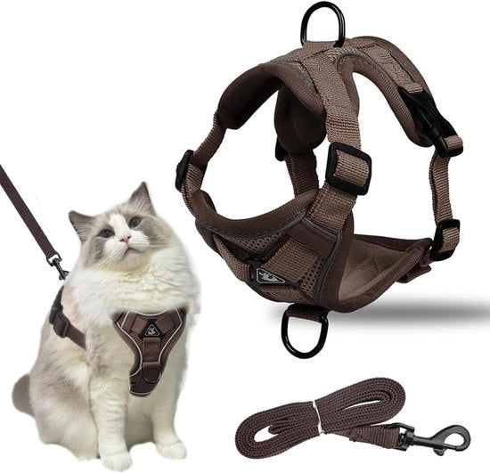 Catena per gatti con cinghia e strisce riflettenti per gatti e gattini. Giacca per gatti con rete respirante. Adatta anche per cuccioli.
