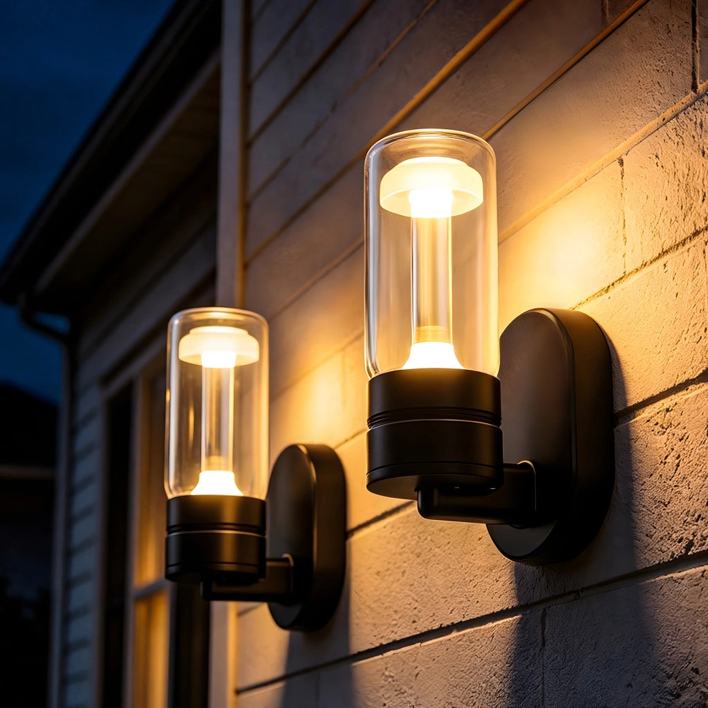 ZMH Lampada da Parete Esterno LED 10W Nero 3000K Impermeabile  IP65 per Terrazza Ingresso Corridoio