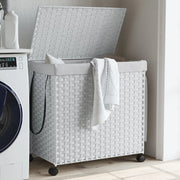 Cesto Portabiancheria con Ruote Bianco 60x35x60,5 cm Rattancod mxl 133377