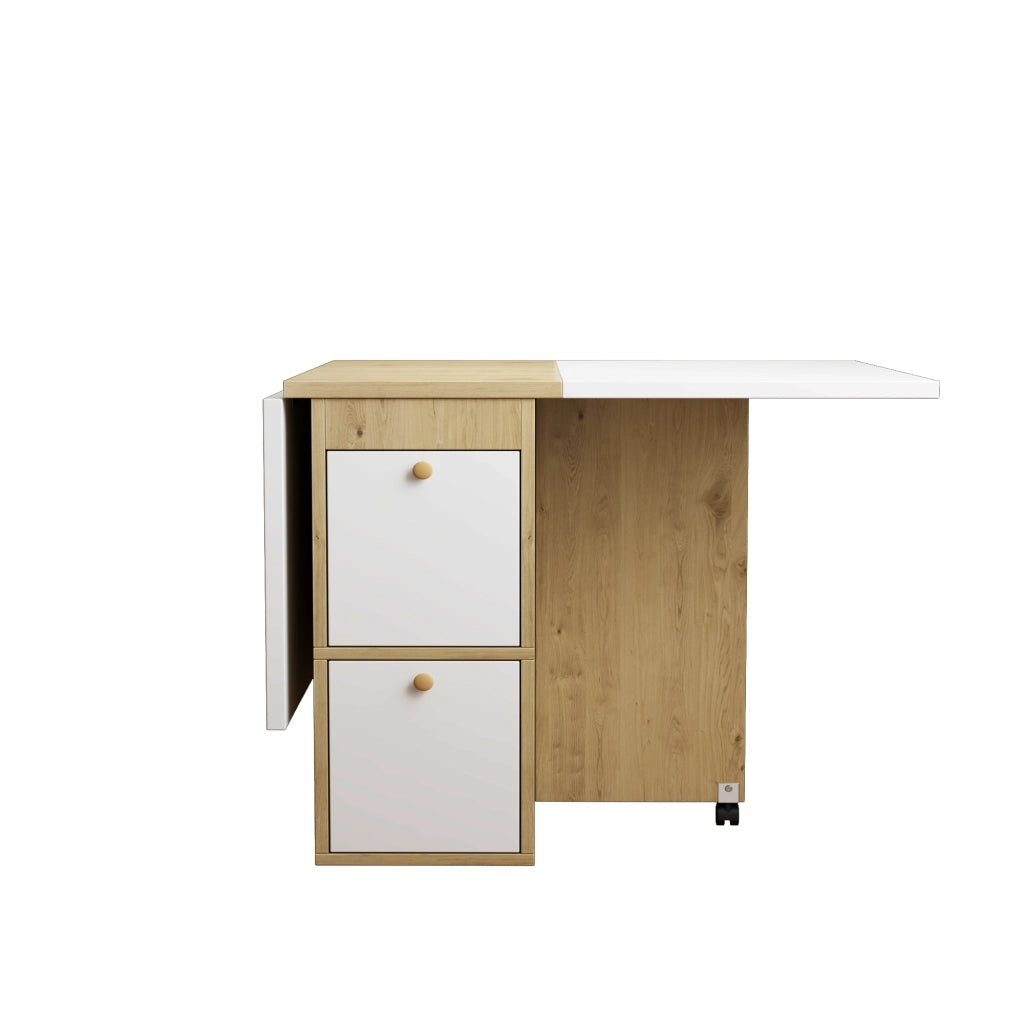 Tavolo da Pranzo Allungabile con 4 Sedie Pieghevole ¨C MINIMAL ¨C Bianco/Rovere 120x80x75