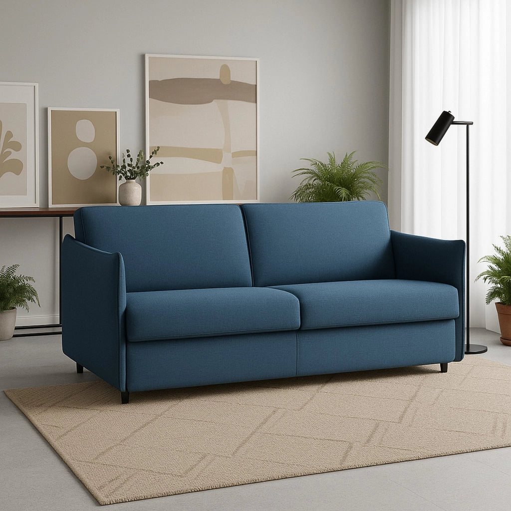 Varedo, Divano Fisso 2 Posti Sfoderabile Made in Italy, 180x95x90h cm blu