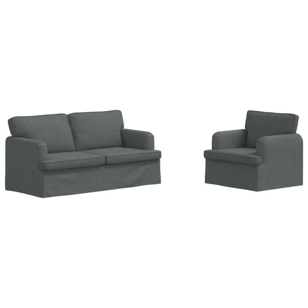 Set di divani 2 pcs Grigio scuro 162 x 80 x 85 cm Tessuto