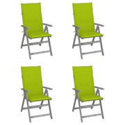 Sedie da Giardino Reclinabili 4 pz con Cuscini Massello Acacia cod mxl 76119