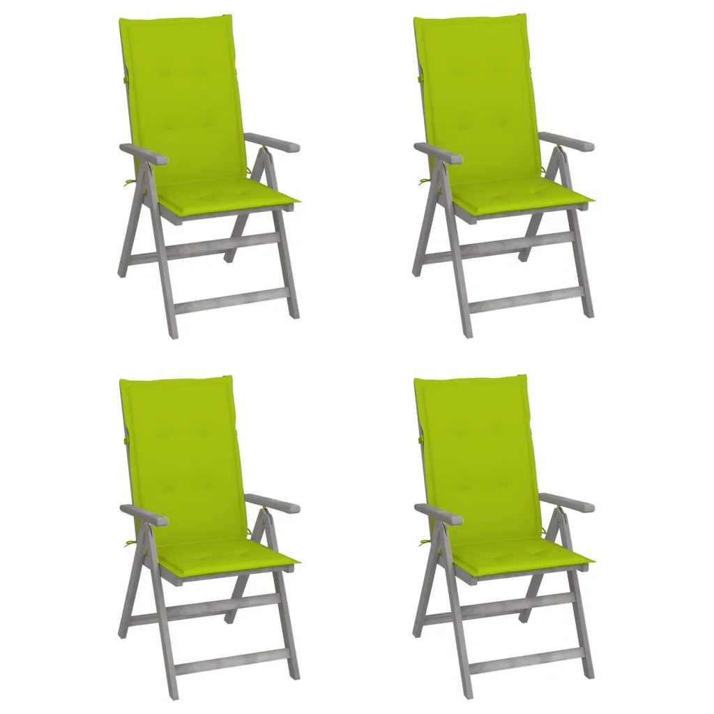 Sedie da Giardino Reclinabili 4 pz con Cuscini Massello Acacia cod mxl 76119