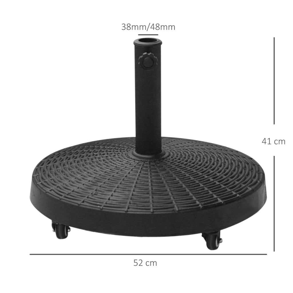 Base per Ombrellone con Pesi e Ruote ¨C zephmum ¨C Resina, Nero, ¦µ52x41 cm