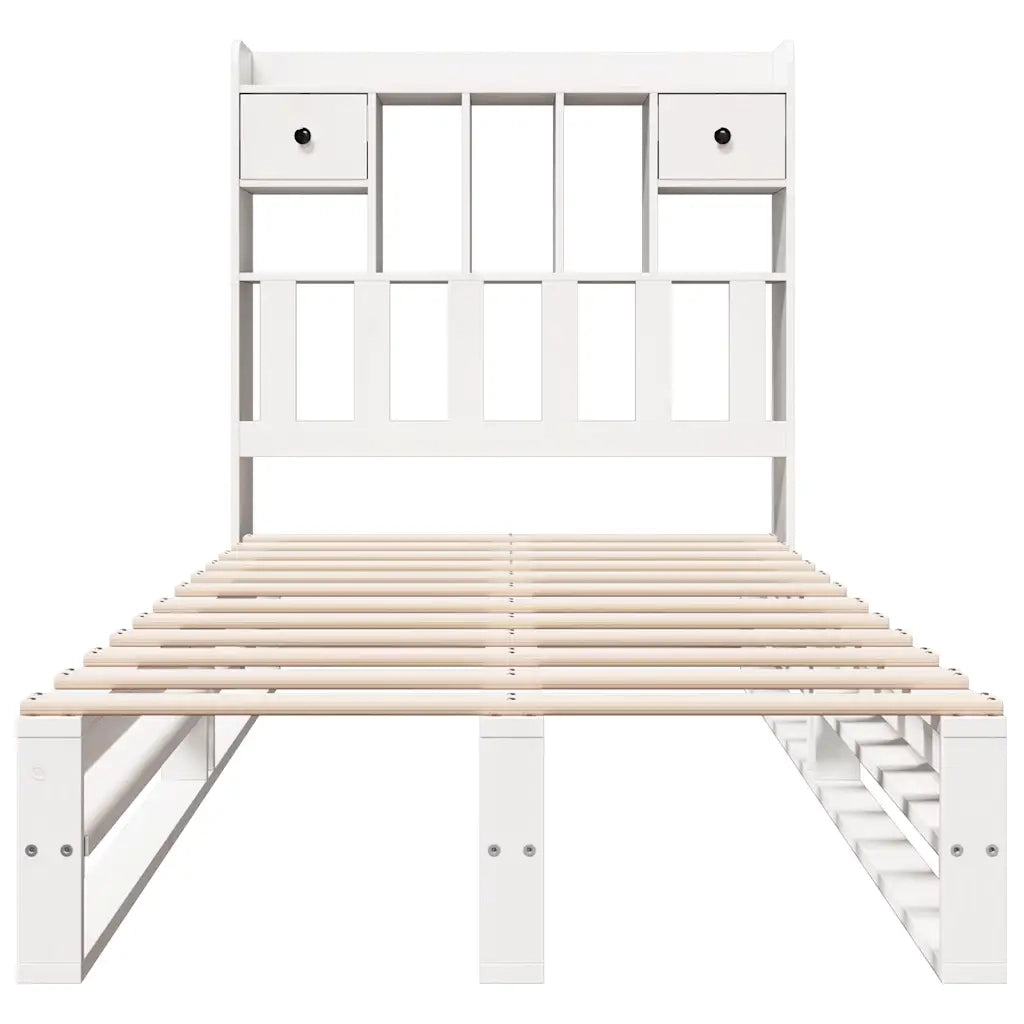 Letto Libreria senza Materasso Bianco 90x190 cm Massello Pino 3323978