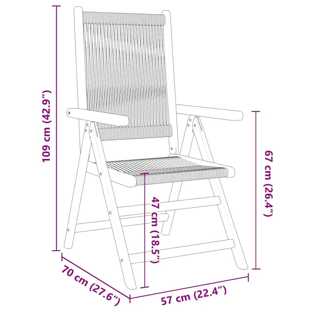 Sedie da Giardino Reclinabili 4pz Beige Legno Massello Acacia 3214535
