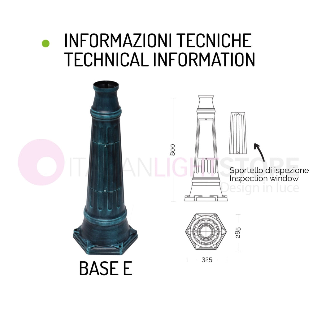 NIKE ANTRACITE Lampione da giardino 2 luci con piatti in ottone anticato