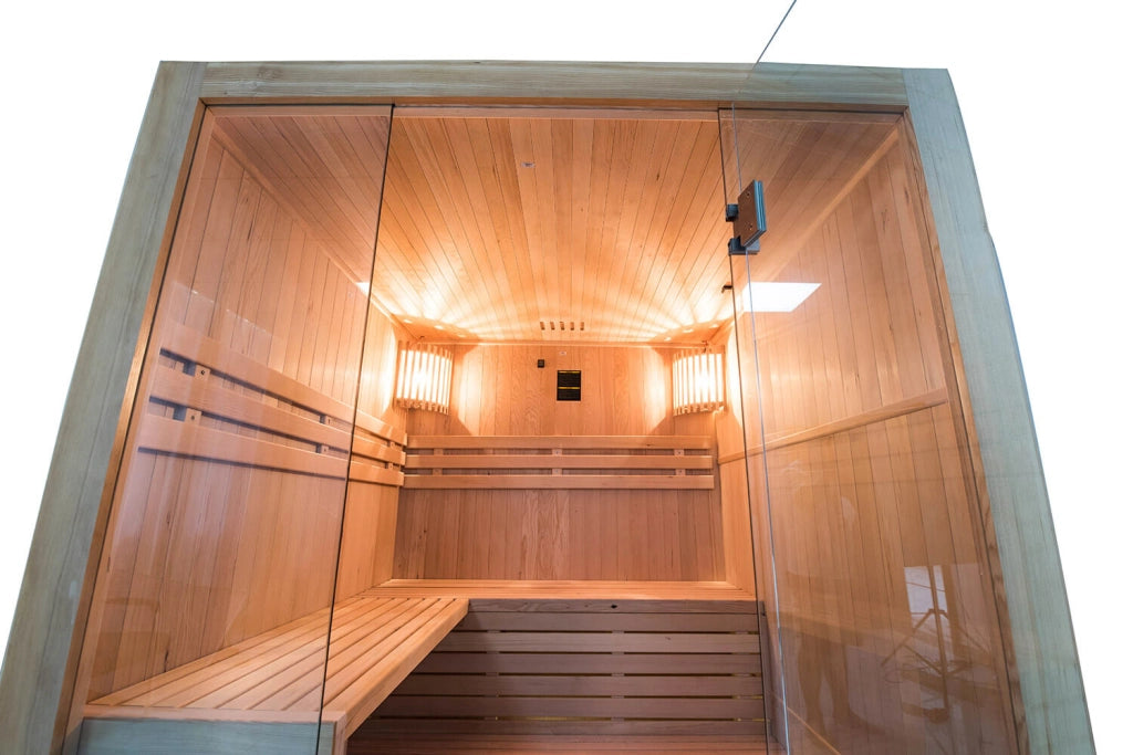 Sauna Finlandese ad Infrarossi 4 Posti 150x150 cm H200 in Legno di Abete Sense 4
