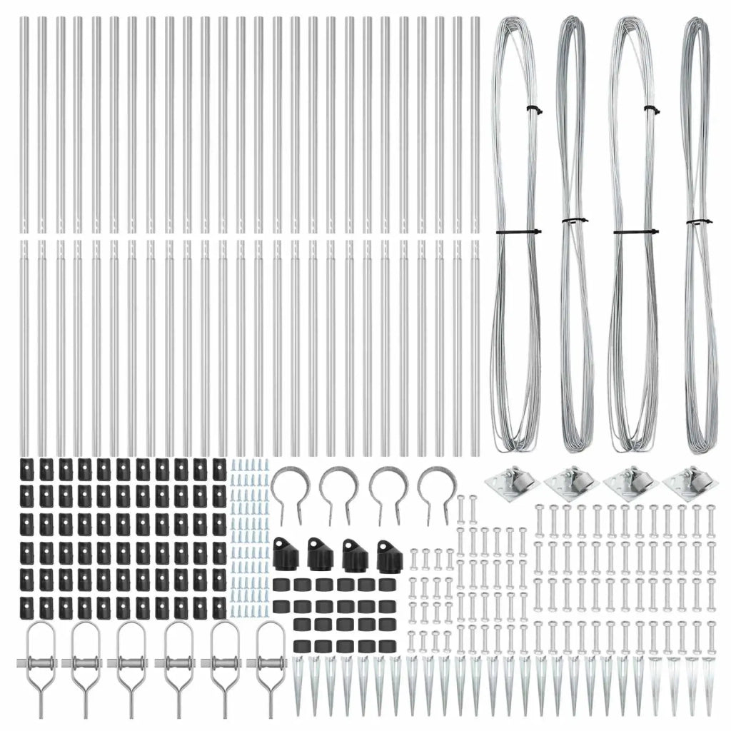 Palo della recinzione 26 pcs Grigio 3,2 x 3,2 x 205 cm