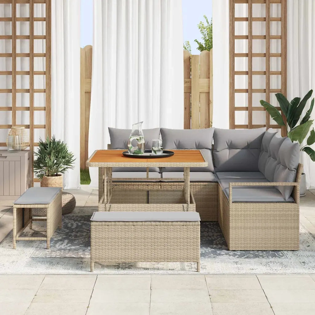 Set Divano da Giardino con cuscino 8 pcs Beige polyrattan 3362517