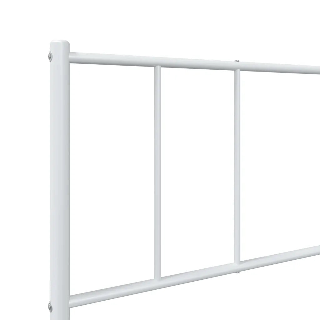 Letto singolo | Letto per adulti | Giroletto con Testiera Metallo Bianco 90x200 cm