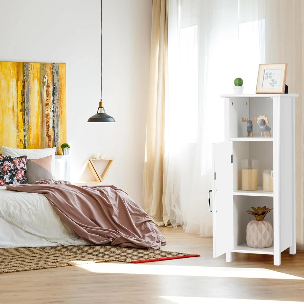 Mobile Bagno 30 x 30 x 80cm, Armadietto Salvaspazio in Legno con Ante e Ripiani Regolabili per Cucina, Soggiorno e Corridoio, Mobiletto Spazioso (Bianco)