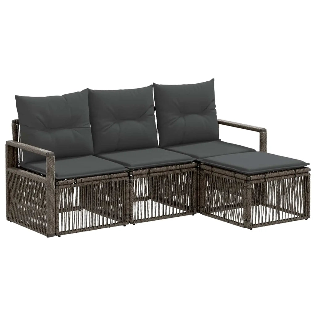 Set Divano da Giardino 4 pcs Grigio polyrattan 3435692