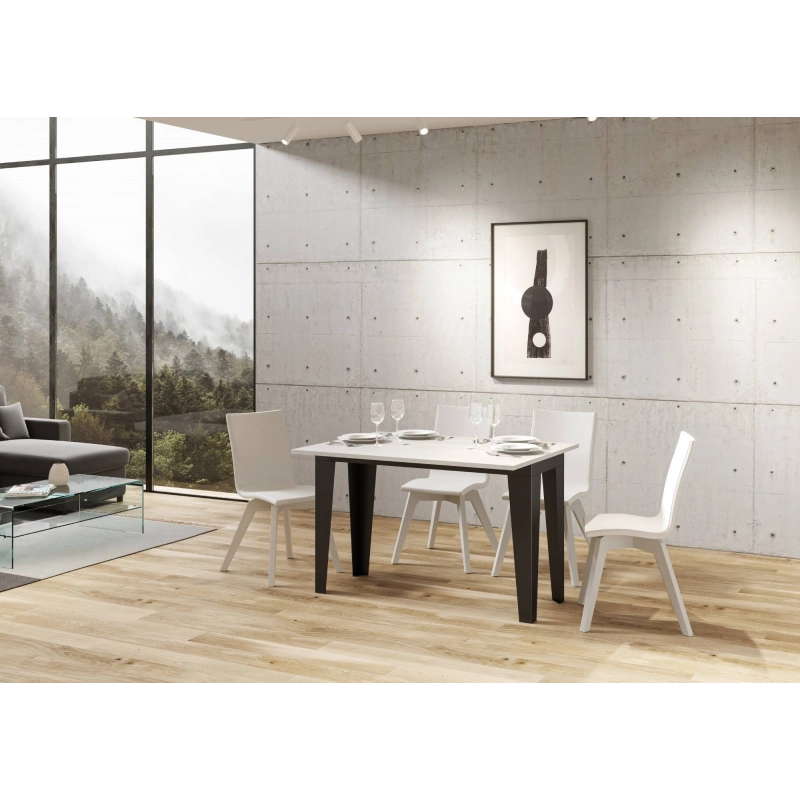 Tavolo apribile 120/200x45/90 cm Flame Double telaio Antracite - Bianco Frassino