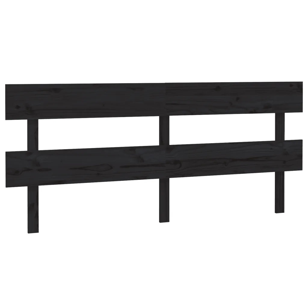 Testiera per Letto Nera 184x3x81 cm in Legno Massello di Pino 819089