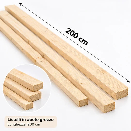 listelli grezzi abete  40 x 40 x 2000 mm 9 pz.