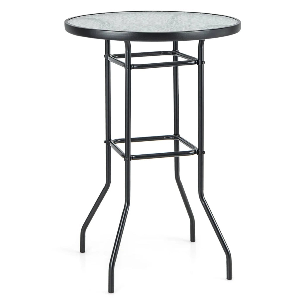 Tavolo da bar per interni/esterni 68 x 68 x 97 cm robusto con piedini antiscivolo design elegante in metallo nero 20_0020031