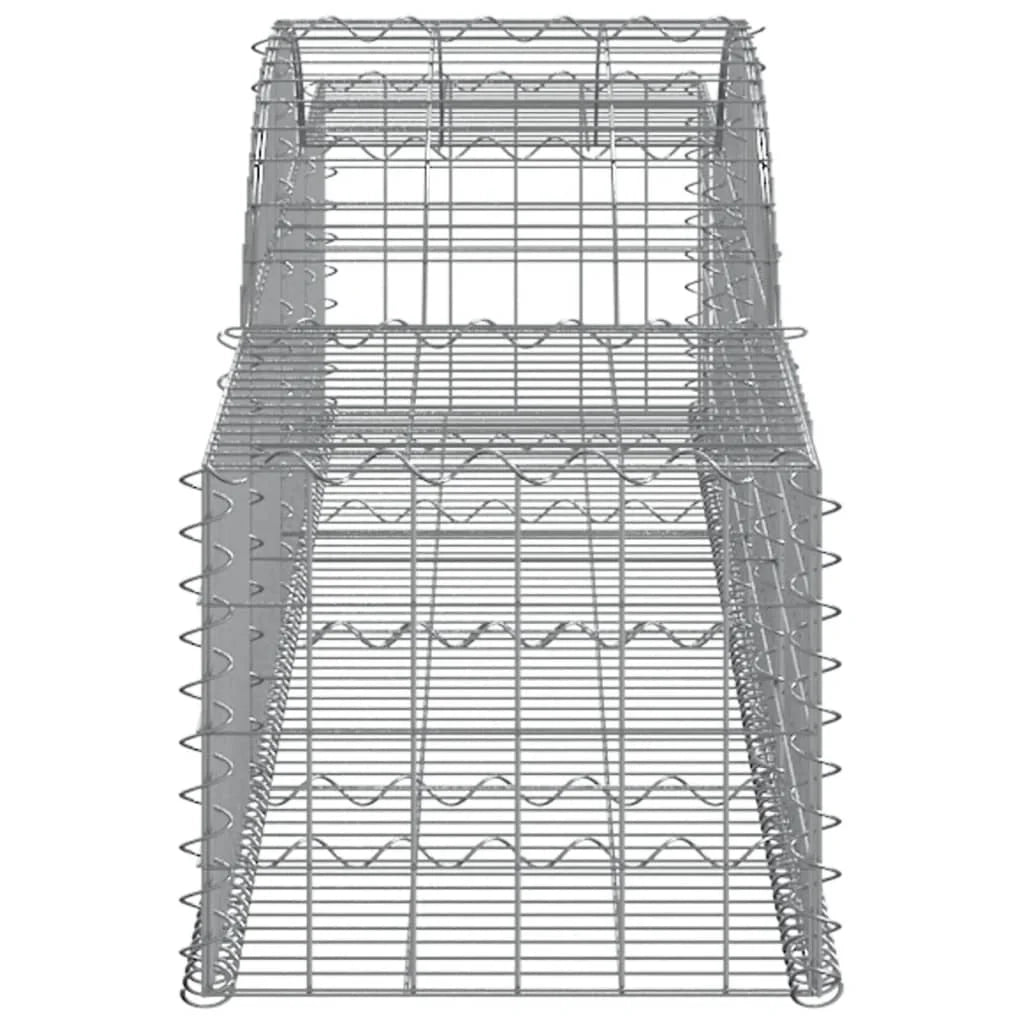 Cestini gabbioni recinzione a gabbia muro di contenimento ad arco 7 pezzi 300 x 50 x 40/60 cm ferro zincato argento 02_0041114