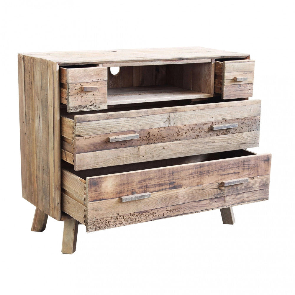 Cassettiera Nelson 110x48x92 h cm in Pino riciclato Marrone