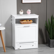 Stazione pappa per animali con vano contenitore, ripiano aperto e cassetto estraibile, 61 x 35,5 x 82 cm, bianco