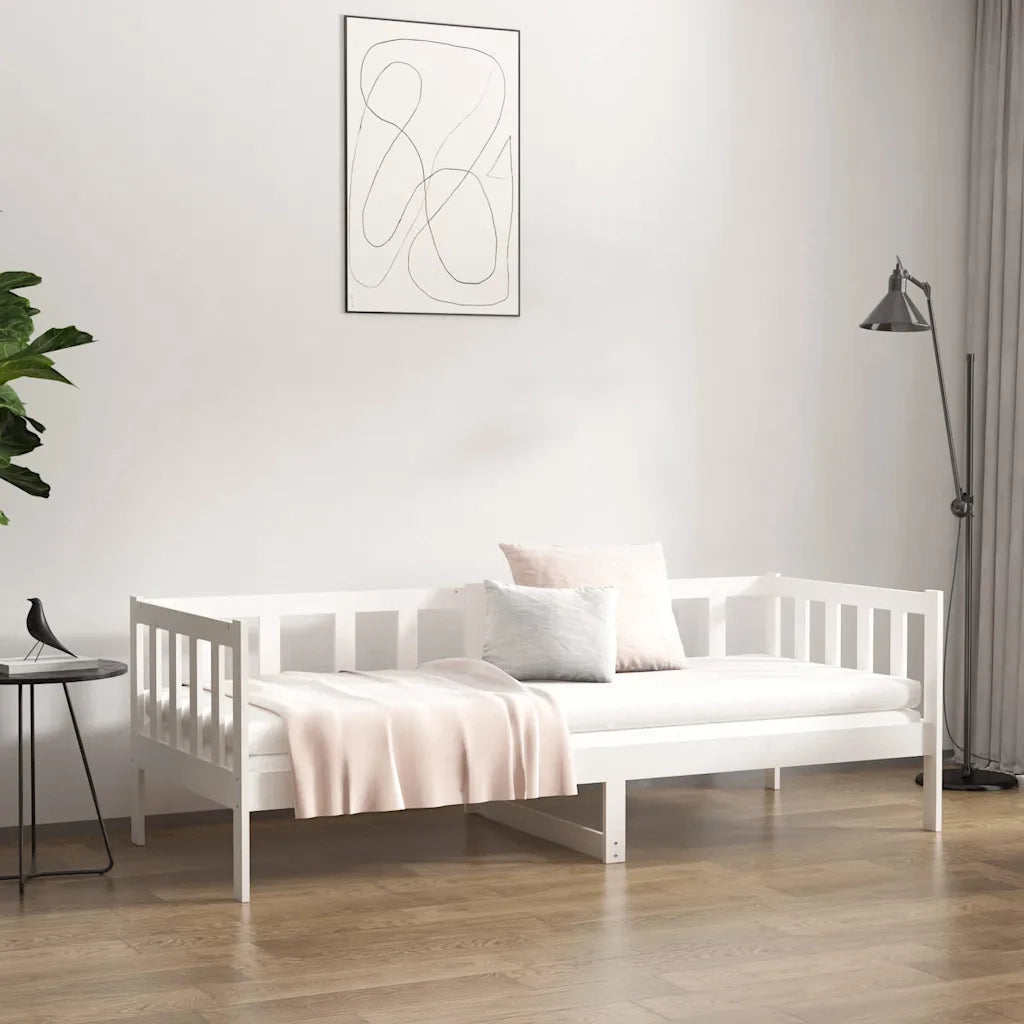 Dormeuse senza Materasso Bianca 90x190 cm Legno Massello Pino 814645