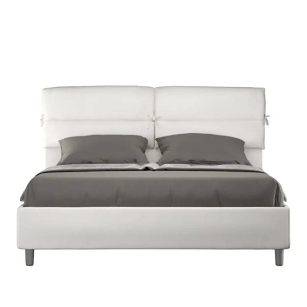Letto matrimoniale contenitore imbottito 160x200 similpelle bianco Nandy